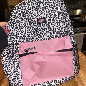 Dickies Black and Pink Leopard Backpack